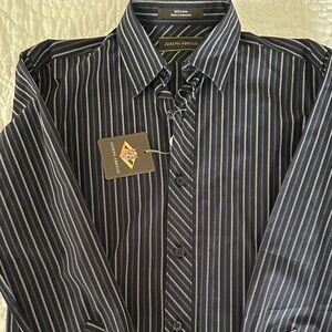 NEW Joseph Abboud Boys black white Striped Dress Shirt 12